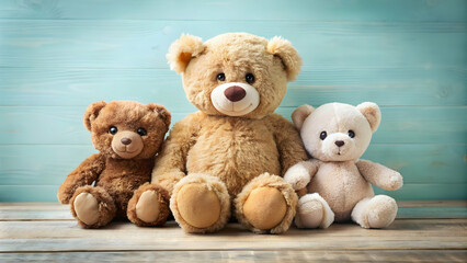 Plush trio of stuffed animals including teddy bear, perfect for children's toy collection or nursery decor, plush, trio