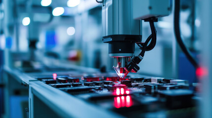 Automated equipment conducting thorough inspection of electronic components with precision and efficiency. advanced technology ensures high quality standards in manufacturing