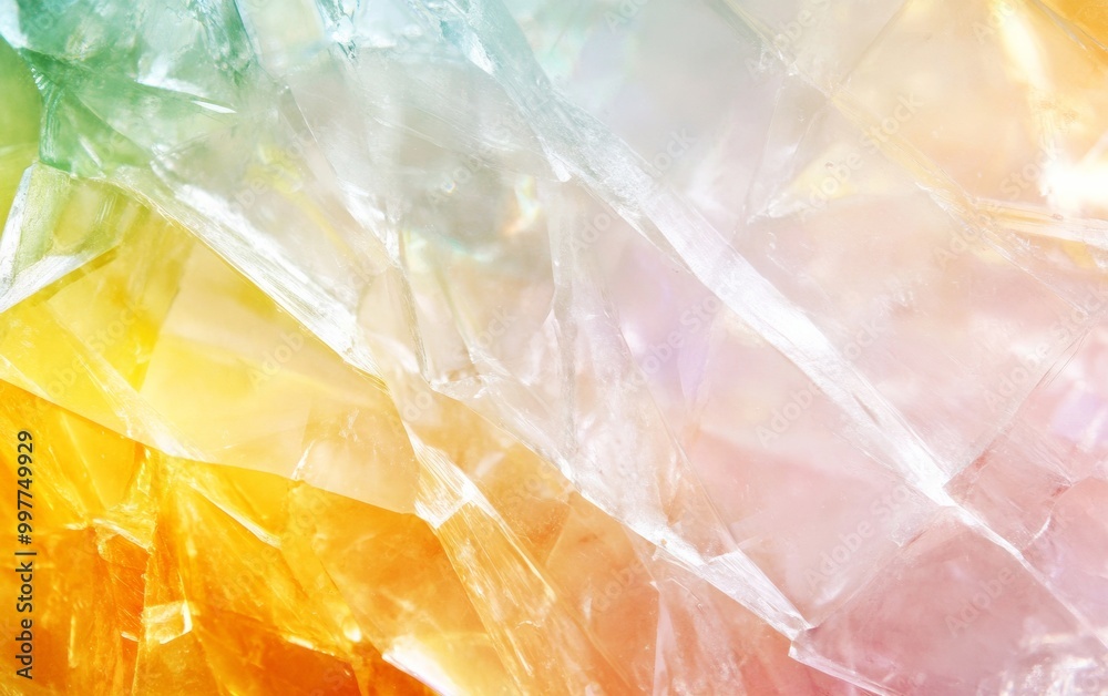 Poster multicolored abstract glass and crystal textures with transparency effects
