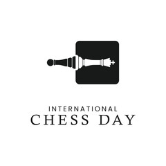 Chess day. Black silhouettes isolated on white background. Vector illustration.