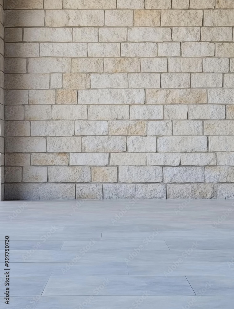 Poster Minimalist Stone Wall and Tile Floor with Empty Space for Mockups and Backgrounds