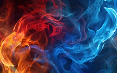 Abstract fire and smoke with blue and red colors. Dynamic flame design for poster, wallpaper, and banner.