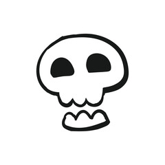 Halloween doodle hand drawn skull skeleton. Isolated vector illustration