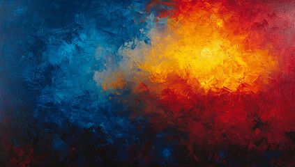 Fototapeta premium Abstract oil painting, with a dark blue and red abstract background