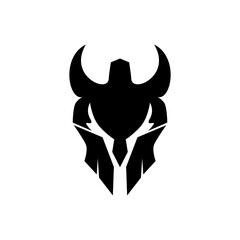 Spartan warrior helmet logo. Spartan helmet logo. Spartan vector illustration. Spartan Greek gladiator armor flat vector icon. Gladiator logo.