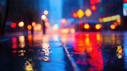 Abstract Blurry Neon City Street with Colorful Graffiti