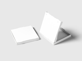 Two Blank White Cardboard Pizza Packaging Boxes Mockup 3D Rendering