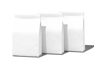 Blank White Standing Pouch Packaging Mockup Isolated 3D Render