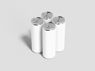 Flat lay Metallic Drinks Can 3D Mockup Isolated
