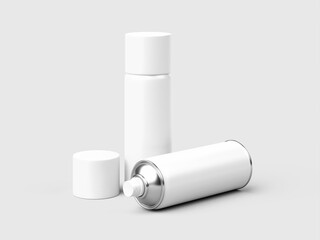 White Spray paint Metal Cans Mockup 3D isolated 