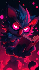 Fototapeta premium Fiery Owl Reading Book