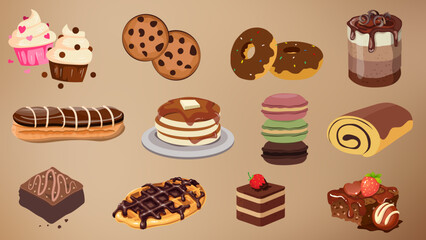 set of sweets and pastries