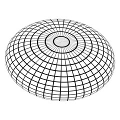 Geometric wireframe shapes and grids in dark color on a transparent background. 3D abstract patterns in trendy psychedelic style. Y2k. Vector illustration.
