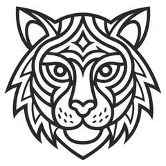 Animal Tiger head Mandalas outline silhouette vector art illustration - Transparent Background