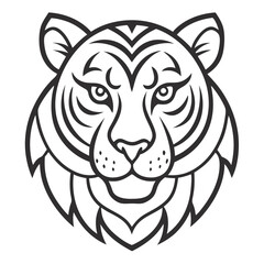 Animal Tiger head Mandalas outline silhouette vector art illustration - Transparent Background