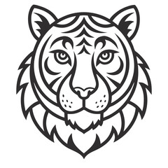 Animal Tiger head Mandalas outline silhouette vector art illustration - Transparent Background