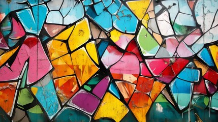 Colorful Fragmented Abstract Wall Art Design