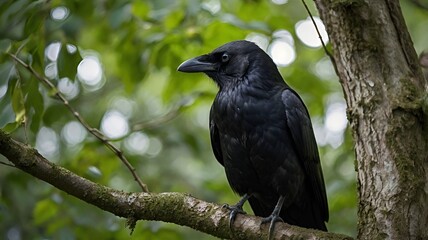 Fototapeta premium Calling common raven (Corvus corax)