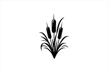 Cattail silhouette Vector icon on white background. Cattail reeds vector silhouette.
a set of Cattail reeds silhouette isolated on a white background.