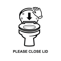 Please close lid before flushing sign isolated on background vector illustration