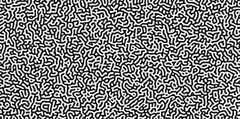 Turing reaction diffusion monochrome seamless pattern with chaotic motion .Linear design with biological shapes. Organic lines in memphis. abstract turing organic wallpaper background .	