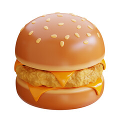 chicken and double cheese burger 3d icon illustration