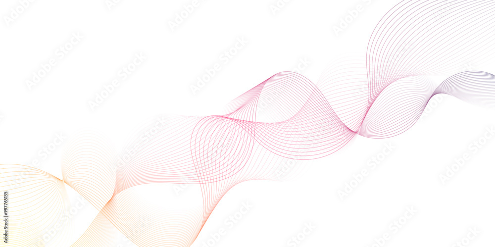 Aufkleber Abstract pink smooth element swoosh speed wave modern stream background. Wave with lines created using blend tool. Abstract frequency sound wave lines and twisted curve lines background.	