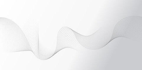 Abstract grey, white smooth element swoosh speed wave modern stream background. Wave with lines created using blend tool. Abstract frequency sound wave lines and twisted curve lines background.	