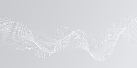 Abstract grey, white smooth element swoosh speed wave modern stream background. Wave with lines created using blend tool. Abstract frequency sound wave lines and twisted curve lines background.	
