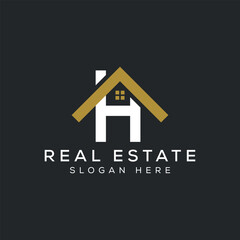 real estate logo concept. modern letter h logo real estate vector design template.