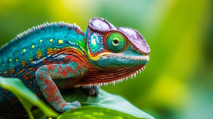 Close up of colorful chameleon