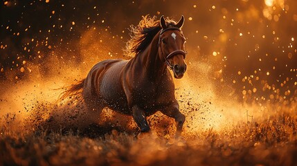 A dynamic action shot of the farrier pounding a horseshoe into place, with the horse in the foreground