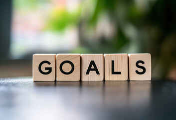 goals text display with the concept of setting and achieving objectives.