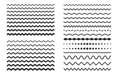 Zigzag line svg, Zigzag line silhouette, Zigzag svg, Wave line svg, Wave line silhouette, Zigzag line vector set.