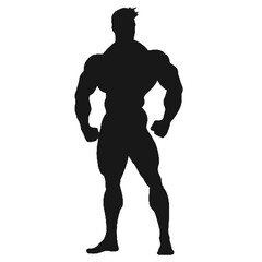 Silhouette of Strong Bodybuilder Vector Illustration