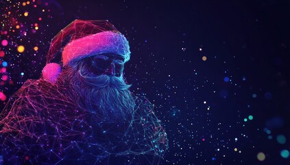 Fototapeta premium Digital Santa Claus with Festive Lights