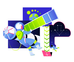 Astronaut downloading files in space