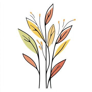 recommend clip art: design features a simplistic line drawing of a corn stalk in soft pastel shades, emphasizing a minimalist aesthetic on a clean white background