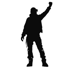 Demonstrator Protester Silhouette Vector Illustration