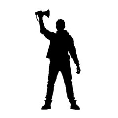 Protester Shouting Silhouette Vector Transparent Background