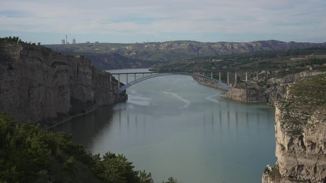 steel bridge over river huanghe