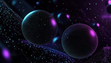 Abstract Digital Art with Glowing Spheres