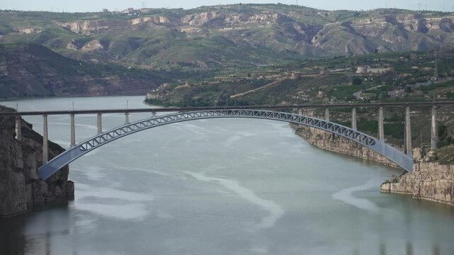steel bridge over river huanghe