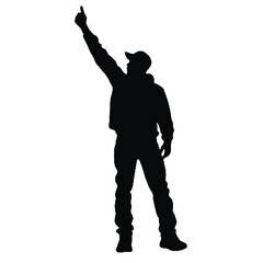 Protester Chanting Silhouette Vector Transparent Background