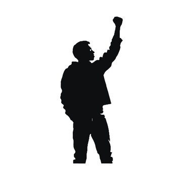 recommend clip art: Protester with Fist Raised Silhouette Vector Illustration