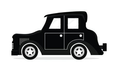 Obraz premium Vintage old antique cartoon sports car simple cute vector illustration with sky background