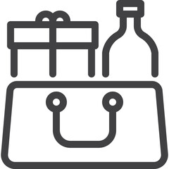 Simple present bag outline icon on white background