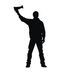 Standing Protester Silhouette Vector Transparent Background