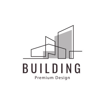 logo line building architect estate project vector icon illustration design minimalist