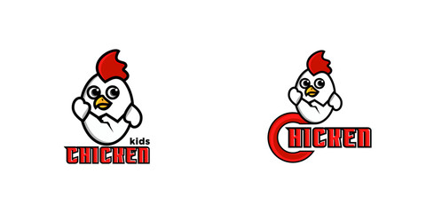Mascot logo design character egg and chick. Fried chicken mascot logo illustration